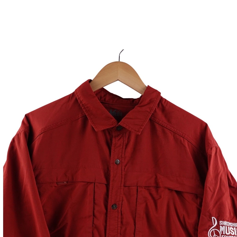 REI Mens Red Short Sleeve Button Up Shirt Lightweight Outdoor Adventure XX Large